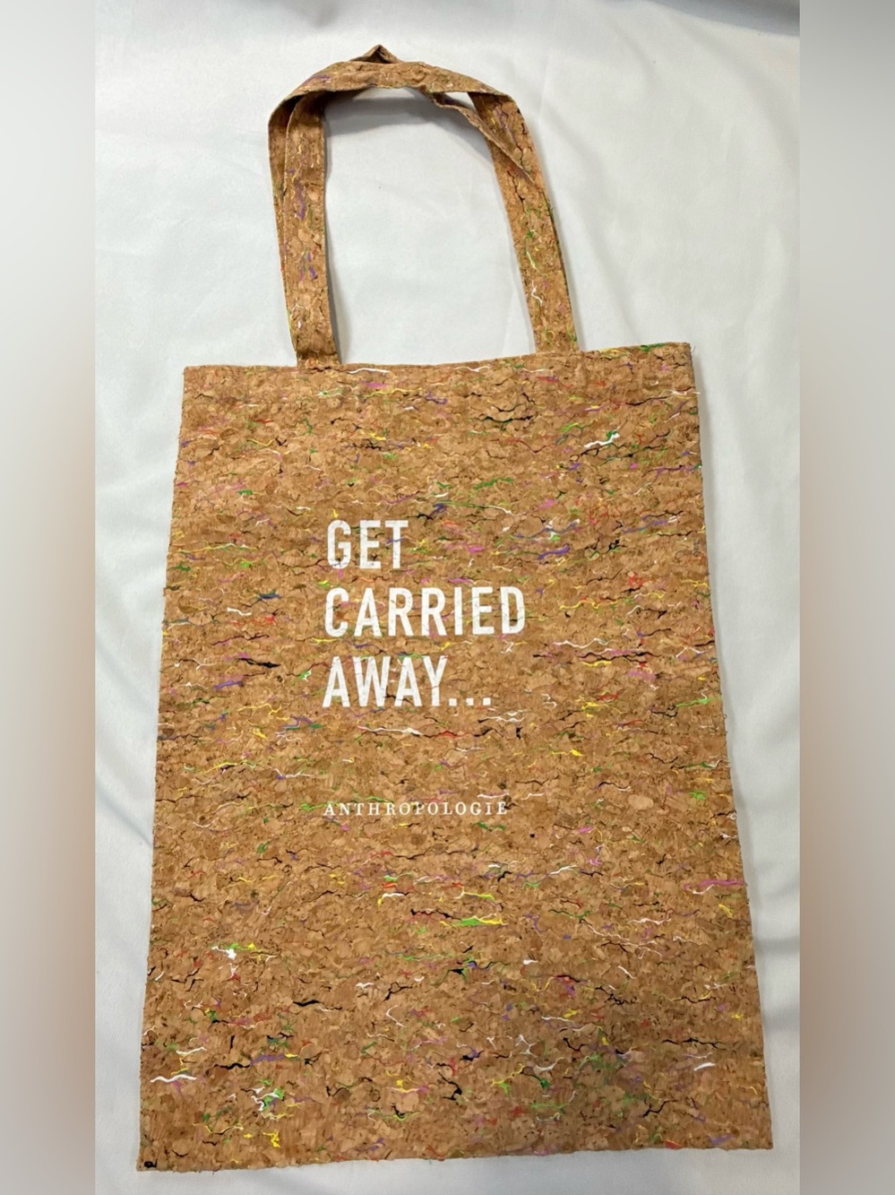 Anthropologie Cork Tote with Multicolor Speckle Detail